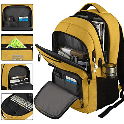 Volher Laptop Backpack,Business Travel Anti Theft Slim College Backpack - color: Yellow, size: 15.6 Inch, style: Laptop