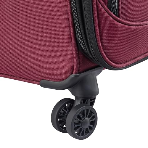 DELSEY PARIS Sky Max 3.0, 24 Inch Checked-Medium Luggage, Burgundy | Checked-In Suitcase, Softside, Lightweight Durable Construction, Double Spinner Wheels, Soft Touch Carry handle - color: Burgundy, size: Checked-Medium, 24 Inch