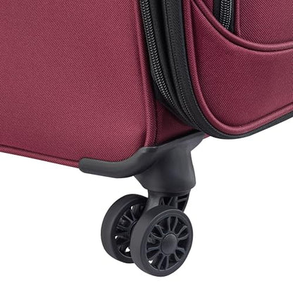 DELSEY PARIS Sky Max 3.0, 24 Inch Checked-Medium Luggage, Burgundy | Checked-In Suitcase, Softside, Lightweight Durable Construction, Double Spinner Wheels, Soft Touch Carry handle - color: Burgundy, size: Checked-Medium, 24 Inch