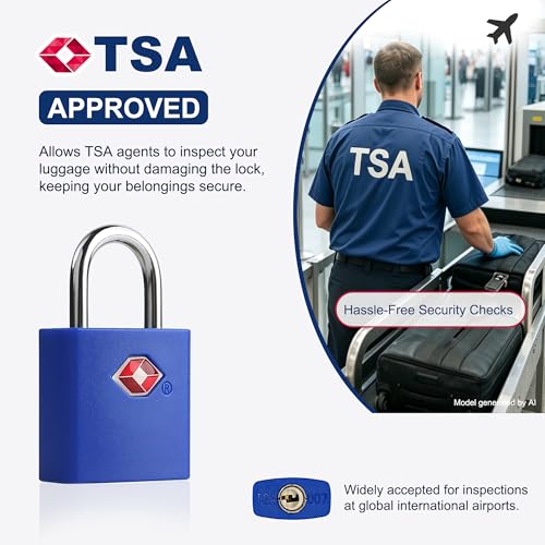 Keyed TSA Locks for Luggage, Suitcase, Backpack, 4 Pack, Blue - color: Blue
