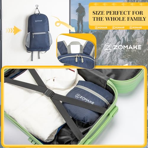 ZOMAKE Lightweight Packable Backpack, Foldable Small Travel Day Pack - color: B-royal Blue 1