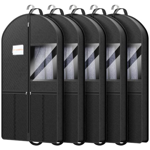 Travel Garment Bag Suits Clothes : 43 Inch 5 Packs Lightweight Breathable Zippered Black Fabric - Clothes Carry Short Men - Wardrobe Carry Coat Jacket Uniform Tuxedo Shirt - size: 43"5Pack