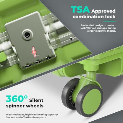 28 Inch Extra Large Luggage with USB Port & TSA Lock - color: Green, size: 28 Inch