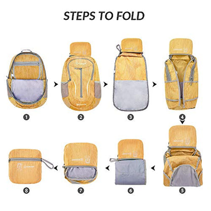 ZOMAKE 25L Lightweight Packable Backpack, Foldable Daypack(Muddy Yellow) - color: Muddy Yellow