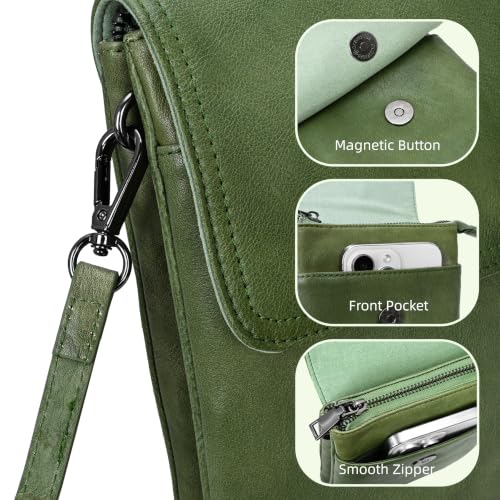 Iswee Rfid Blocking Small Crossbody Bag for Women Travel Classic Style - color: Grass Green‌