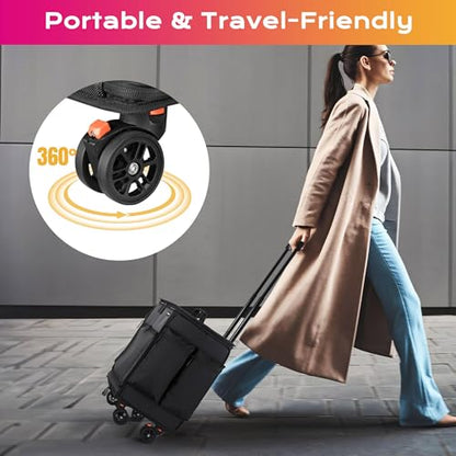 BYOOTIQUE Soft Sided Rolling Makeup Train Case Travel Bag Backpack Artist - color: Deep Pink, size: Xlarge