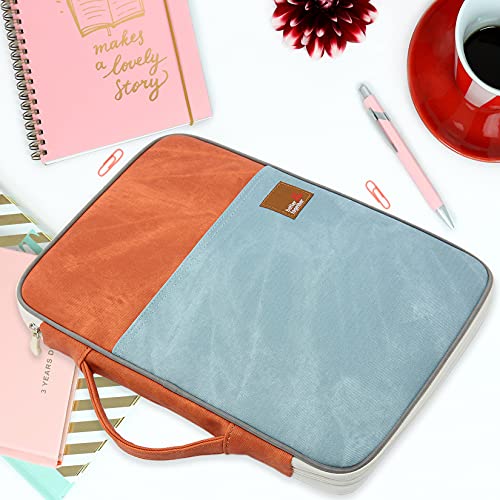 Document A4 Bag Case Waterproof Organizer Portfolio Office Travel Zipper Multi-Function Pouch - color: Blue Khaki