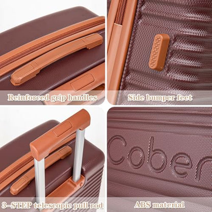 Cobens Luggage Sets 5 Piece, Suitcases with Wheels, 20"/24"/28",Burgundy - color: Red, size: 5 Piece Sets (20/24/28/DB/TB)