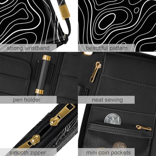 Family Passport Holder Wallet RFID Blocking Document Organizer - color: Topographic Line