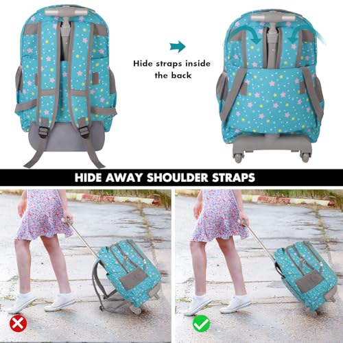 Tilami Rolling Backpack for Boys and Girls,Galaxy Blue - color: Leopard