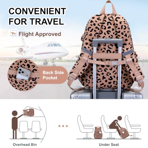 3PCS Corduroy Girls Backpack w/ Lunch Box & Pencil Bag (Brown Leopard) - color: Brown Leopard