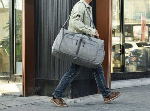 Dimayar 65L Foldable Duffle Bag for Travel, Lightweight Weekender Bags - color: Grey, size: 65L
