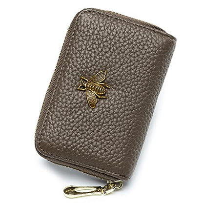 imeetu RFID Credit Card Holder, Small Card Wallet Women, Leather Card Case - color: Lite - Taupe Grey, size: Lite