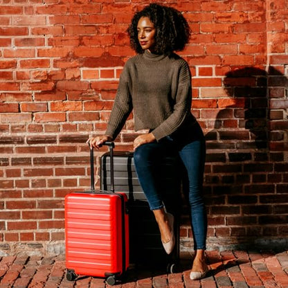 NINETYGO Large Checked Luggage 28 Inch, Checking In Luggage with Smooth Spinner Wheels, Lightweight, Hard Shell PC Suitcase, Lightweight Travel Luggage, TSA Approved (Raspberry, Rhine Basic) - color: 02-Raspberry (Basic), size: Checked 28-Inch