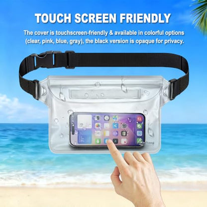 Waterproof Fanny Pack, Dry Bag Phone Pouch for Beach Swimming Kayaking - color: Clear+Clear
