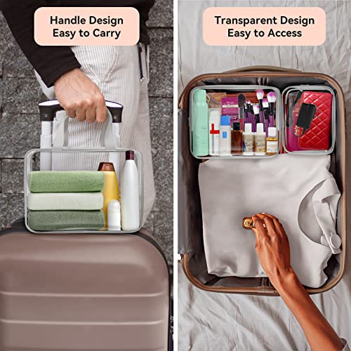 TISRATOK 10 PCS Clear Travel Bags for Toiletries, Clear Makeup Bags（Grey） - color: Grey