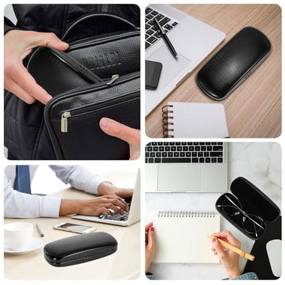 Hifot Metal Eyeglass Case Hard Shell, Aluminum Spectacles Box Sunglasses Case for Men Women, Reading Glasses Holder - color: Black
