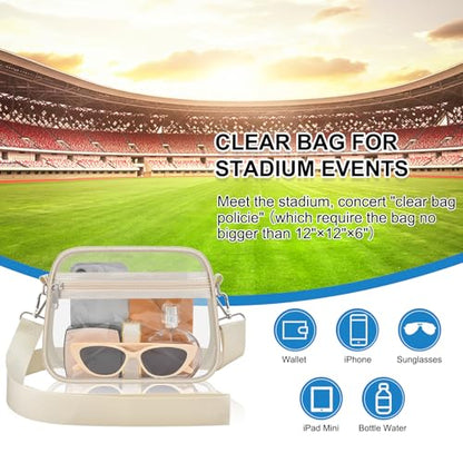 Clear Bag for Stadium Events Stadium Approved Women's Top-Handle Handbags - color: Cream, size: Large
