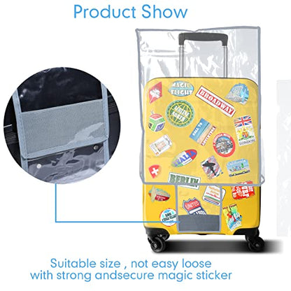 Sadnyy 3 Pcs Clear Luggage Cover Gray Border Regular Style - color: Gray Border, style: Regular Style