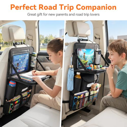 Backseat Car Organizer with Foldable Table & Touch Screen Tablet Holder - color: A-2Pack