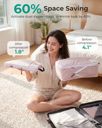 BAGSMART 6 Set Compression Packing Cubes with Fillable Neck Pillow - color: Grey