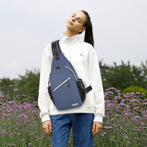 MOSISO Small Sling Bag for Men, Crossbody Shoulder Chest Daypack Bag | Sling Backpack for Casual Travel Hiking - color: Haze Blue