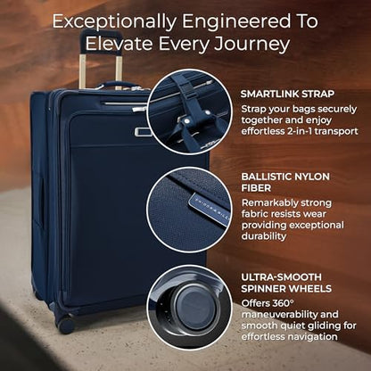 Briggs & Riley Baseline Extra Large Expandable Softside Spinner, Navy - color: Navy, size: 31" Checked