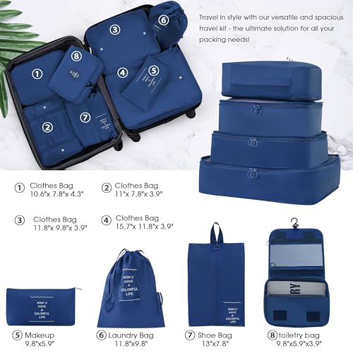 Merax Hardshell Luggage Set,13 Piece Expandable Travel Luggage Set,Blue - color: Blue, size: 13 Piece(16/20/24/28/DB/TB/Packing Cube)