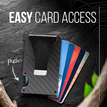 Minimalist Slim Wallet for Men,RFID Blocking Metal Wallet,Aluminum Credit Card Holder & Money Clip 12-15 Cards,Slim Rfid Front Pocket Mens Wallet - color: A3 Matte Carbon Fiber
