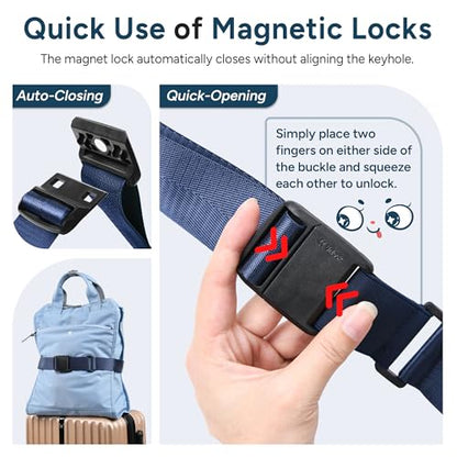 Travel Inspira Magnetic Quick Release Luggage Straps Blue - color: Navy Blue