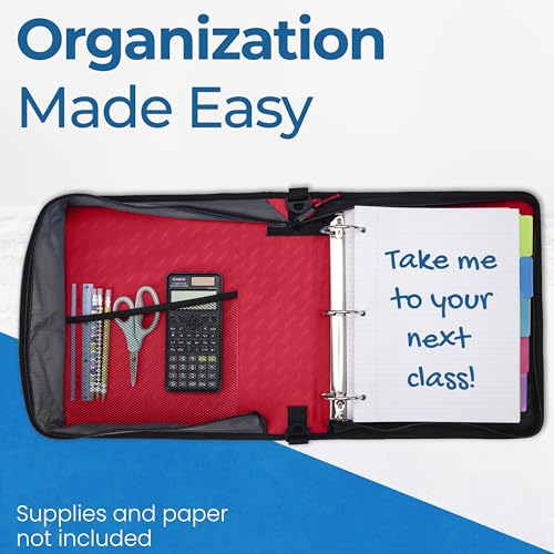 Case-it Zipper Binder | 2-Inch O-Rings | 350-Sheet | D-251 Fire Engine Red - color: B Fire Engine Red, size: 6 Pack