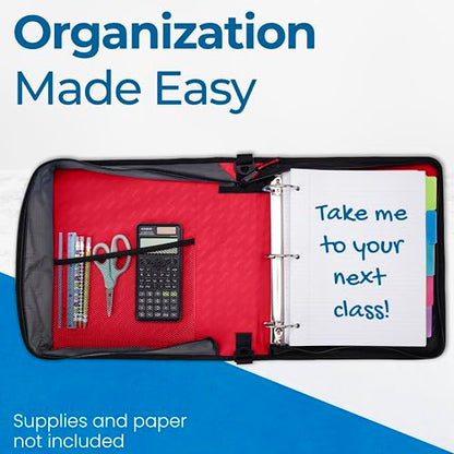 Case-it Zipper Binder | 2-Inch O-Rings | 350-Sheet | D-251 Fire Engine Red - color: B Fire Engine Red, size: 6 Pack