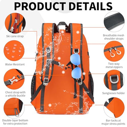 Lightweight Foldable 35L Everyday Backpack, Packable Daypack (Orange) - color: 35l-orange