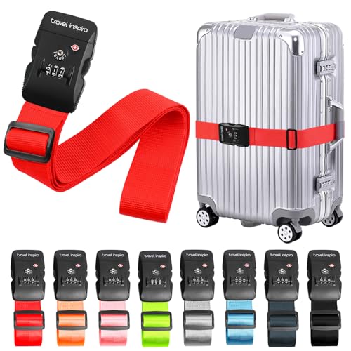 Travel Inspira Luggage Straps for Suitcases with TSA Lock - color: Red