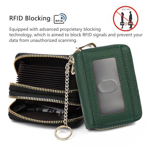 imeetu RFID Credit Card Holder, Small Card Wallet Women, Leather Card Case - color: Max - Green, size: Max