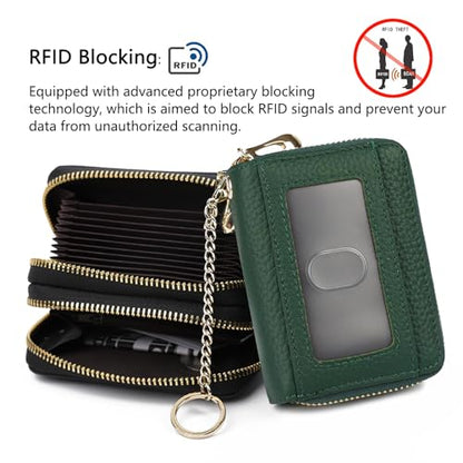 imeetu RFID Credit Card Holder, Small Card Wallet Women, Leather Card Case - color: Max - Green, size: Max