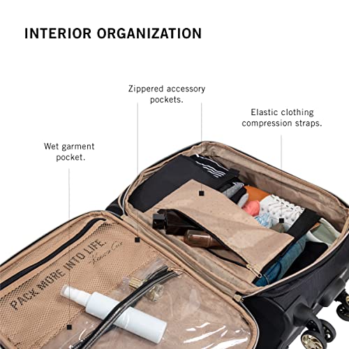 Kenneth Cole REACTION Chelsea 2-Piece Bundle - 20" Chevron Expandable 8-Wheel Carry-On Suitcase & Matching 15" Laptop Backpack, Black - color: Black, size: 2-Piece Bundle (Carry On + Backpack)