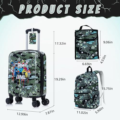 16’’ Kid’s Luggage Set with Spinner Wheels, Hardside with Suitcases,6 Piece - color: Joystick