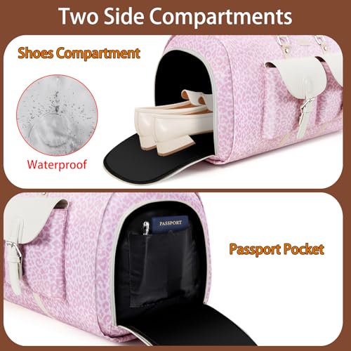 Garment Bag for Travel Convertible Carry on Travel Duffel Bag for Men Women - color: A06-Pink