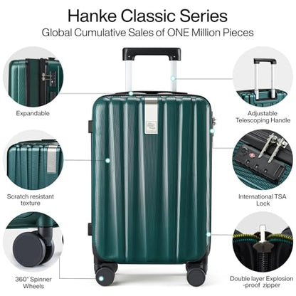 Hanke Expandable Hard Shell Luggage Sets, 2 Piece, 20/29 Inch - color: Blackish Green, size: 2 Pc Set EXT (20/29)
