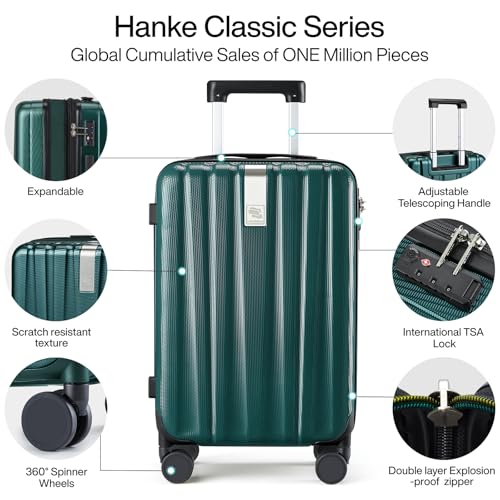 Hanke Expandable Hard Shell Luggage Sets, 2 Piece, 20/29 Inch - color: Blackish Green, size: 2 Pc Set EXT (20/29)