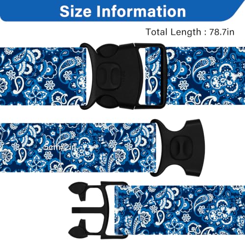 Luggage Straps for Suitcases, Travel Adjustable Belt with Quick Release Buckle, Heavy Duty Nylon Bag Packing Strap, Unique Bright Identifiers Business Travel Accessories (2 Pack) - Blue Pattern - color: Blue Pattern