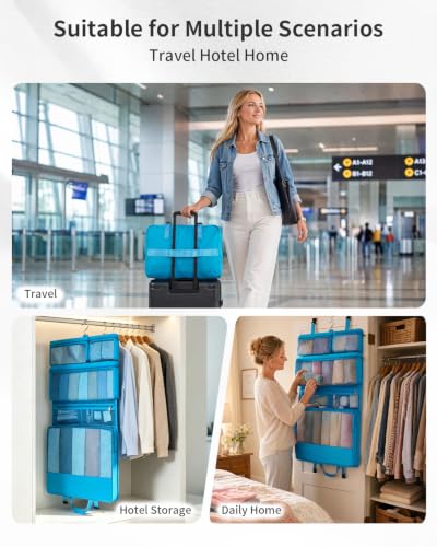 ECOHUB Hanging Travel Closet Portable Luggage Organizer Packing Bag,Teal - color: Teal