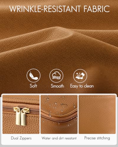 VLANDO Travel Makeup Bag with Separate Brush Storage,Brown - color: 01-Pebbled Brown
