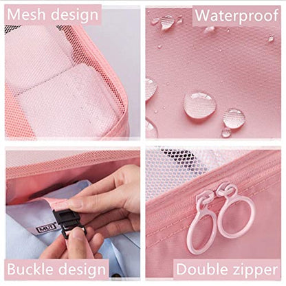 Luggage Packing Organizers Packing Cubes Set for Travel - color: pink 8pc