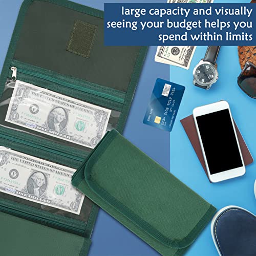 Money Organizer,Money Bags with Zipper Budget Binder Holds Up to 100 bills - color: Green