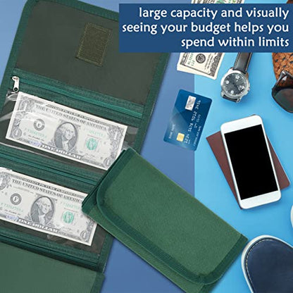 Money Organizer,Money Bags with Zipper Budget Binder Holds Up to 100 bills - color: Green