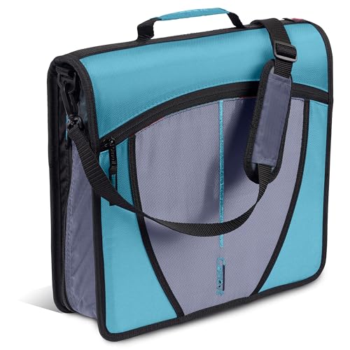 Case-it School Zipper Binder | 3" O-Rings | 600-Sheet | D-146 Aqua Marine - color: L Blue Aqua, size: 1 Pack