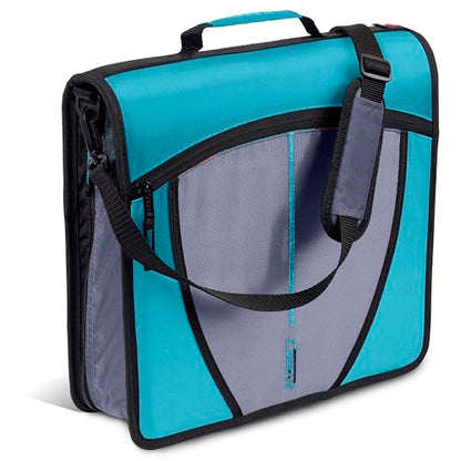 Case-it School Zipper Binder | 3" O-Rings | 600-Sheet | D-146 Aqua Marine - color: L Blue Aqua, size: 1 Pack