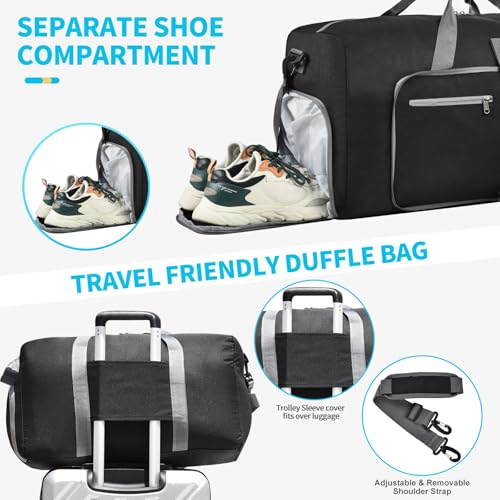 Felipe Varela Foldable Duffle Bag for Travel Weekend Overnight Gym Camping - color: A Black, size: 115L